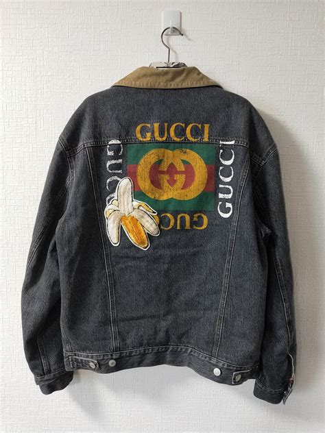 gucci banana denim jacket|Gucci denim jacket reversible.